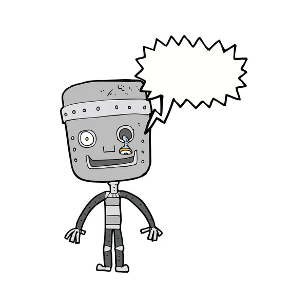 Cartoon grappig robot met spraakbel — Stockvector