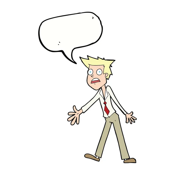 Cartoon stressed man with speech bubble — Stock Vector