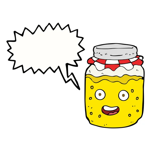 Pot de miel dessin animé avec bulle de parole — Image vectorielle