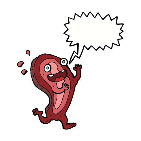 Vlees cartoon karakter met spraakbel — Stockvector