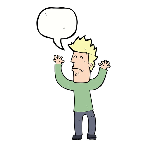 Cartoon stresssed man with speech bubble — Stock Vector