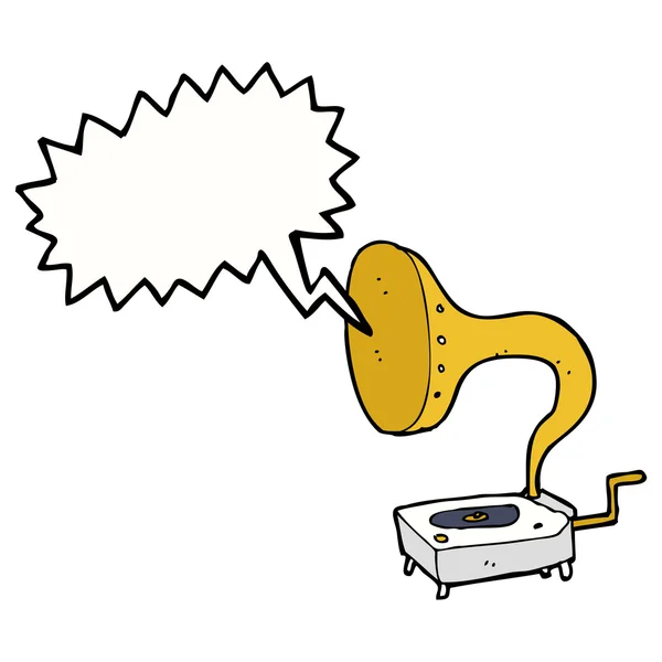 Gramofone cartoon com bolha de fala — Vetor de Stock