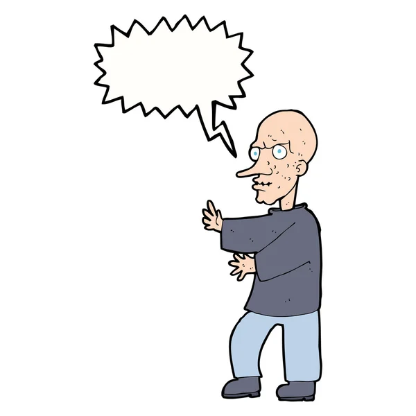 Cartoon significa olhar o homem com bolha de fala — Vetor de Stock