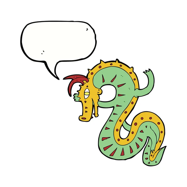 Desenho animado dragão saxon com bolha de fala — Vetor de Stock