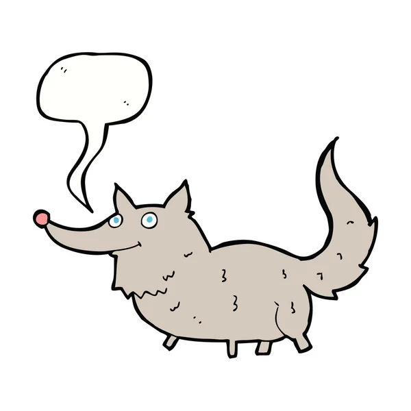 スピーチバブルを持つ漫画の小さなオオカミ — ストックベクタ