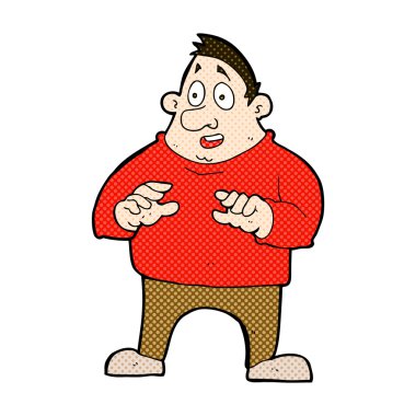 komik karikatür kilolu adam heyecanlı