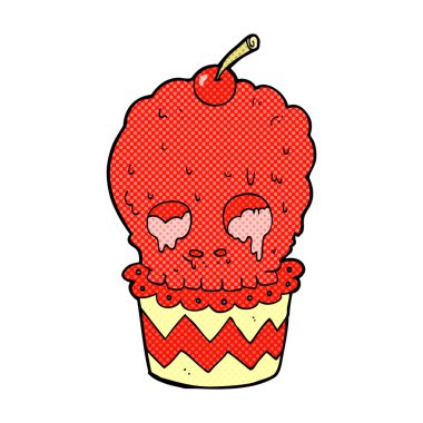 ürkütücü kafatası cupcake komik karikatür