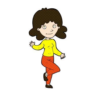 komik karikatür samimi kadın sallayarak