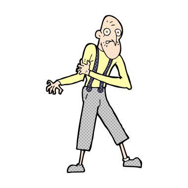 komik karikatür yaşlı adam kalp krizi