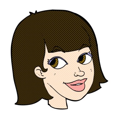 komik karikatür mutlu kadın yüzü