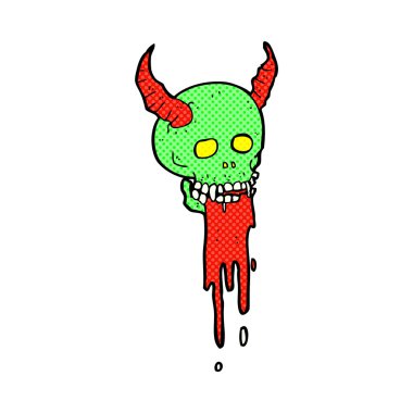 komik karikatür spooky halloween kafatası