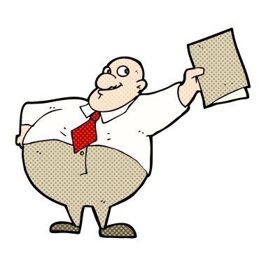 komik karikatür mutlu patron ile dosya