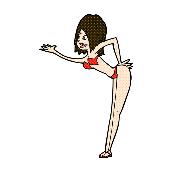 Mujer de dibujos animados cómicos en bikini — Vector de stock