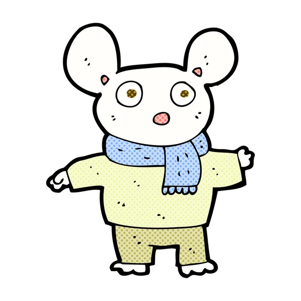 Комическая мультяшная мышь в одежде — стоковый вектор