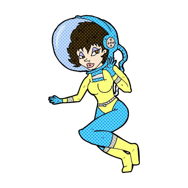 Comic cartoon space woman — Stock Vector