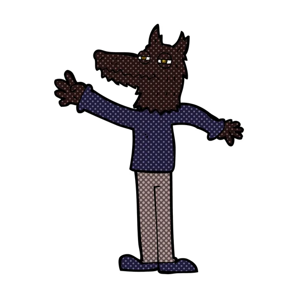 Strip cartoon wuivende wolf — Stockvector