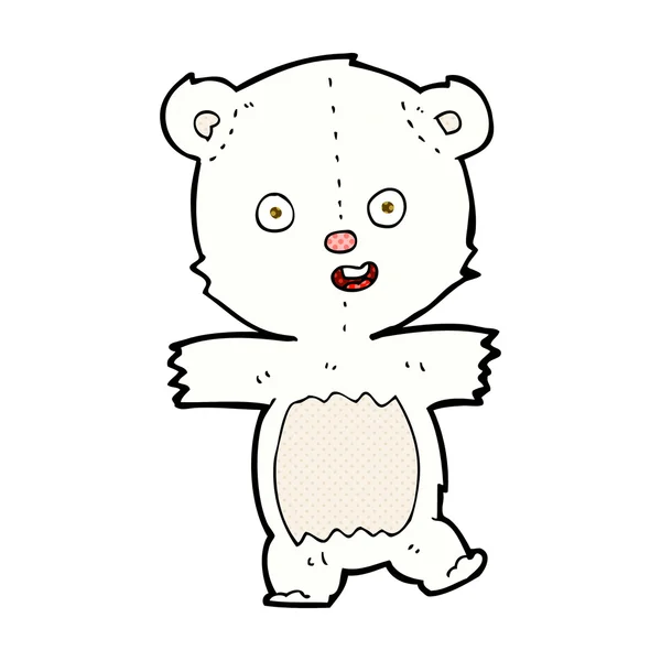 Comic cartoon cute polar bear cub — Stock Vector