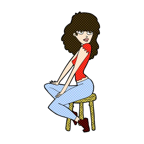 Strip cartoon vrouw opvallende pose — Stockvector