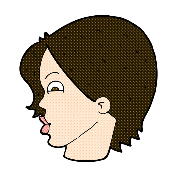 Comic cartoon female face — Stock Vector