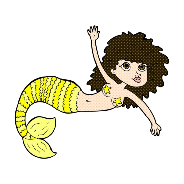 Historieta caricatura bonita sirena — Vector de stock