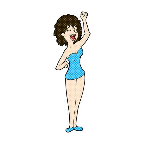 Tańcząca kobieta komiks kreskówka — Wektor stockowy
