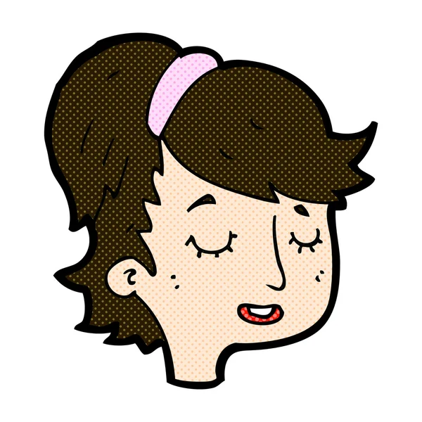 Historieta caricatura bonita cara femenina — Vector de stock