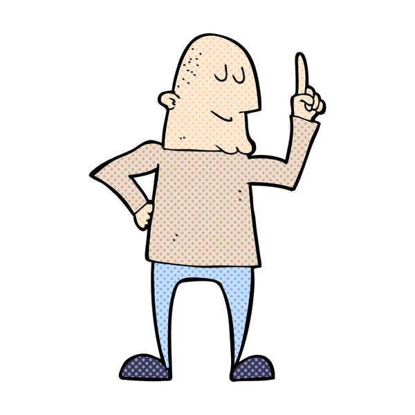 Historieta hombre de dibujos animados señalando el dedo — Vector de stock