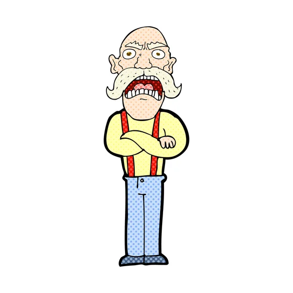 Comic cartoon shocked old man — Stock Vector