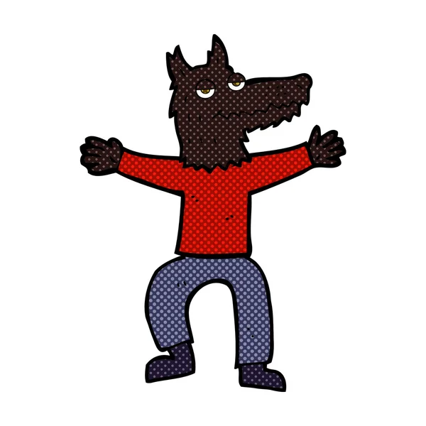 Komiks kreskówka mężczyzna wilk — Wektor stockowy