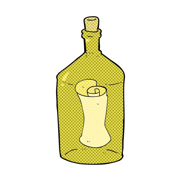 Comic cartoon letter in bottle — Stock Vector