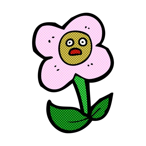 Komiska tecknad blomma med ansikte — Stock vektor
