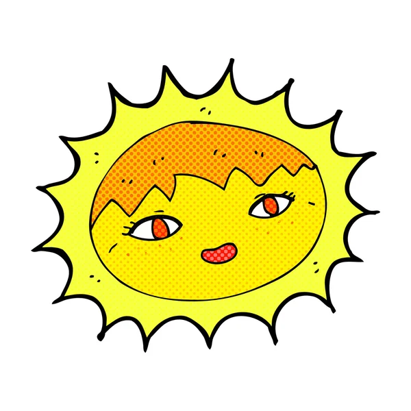 Comic cartoon pretty sun — Stock Vector