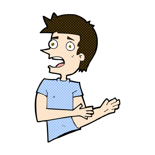 Strip cartoon benadrukt man — Stockvector