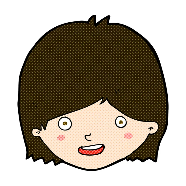 Comic cartoon happy female face — Stock Vector