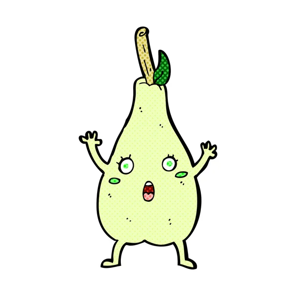 Comic cartoon frightened pear — Stock Vector