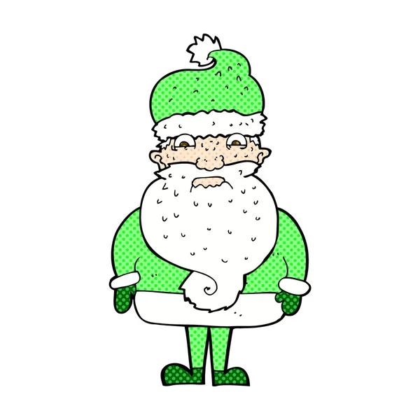 Comic cartoon grumpy santa claus — Stock Vector