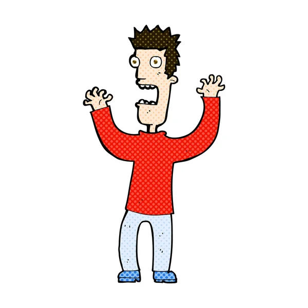 Comic cartoon terrified man — Stock Vector