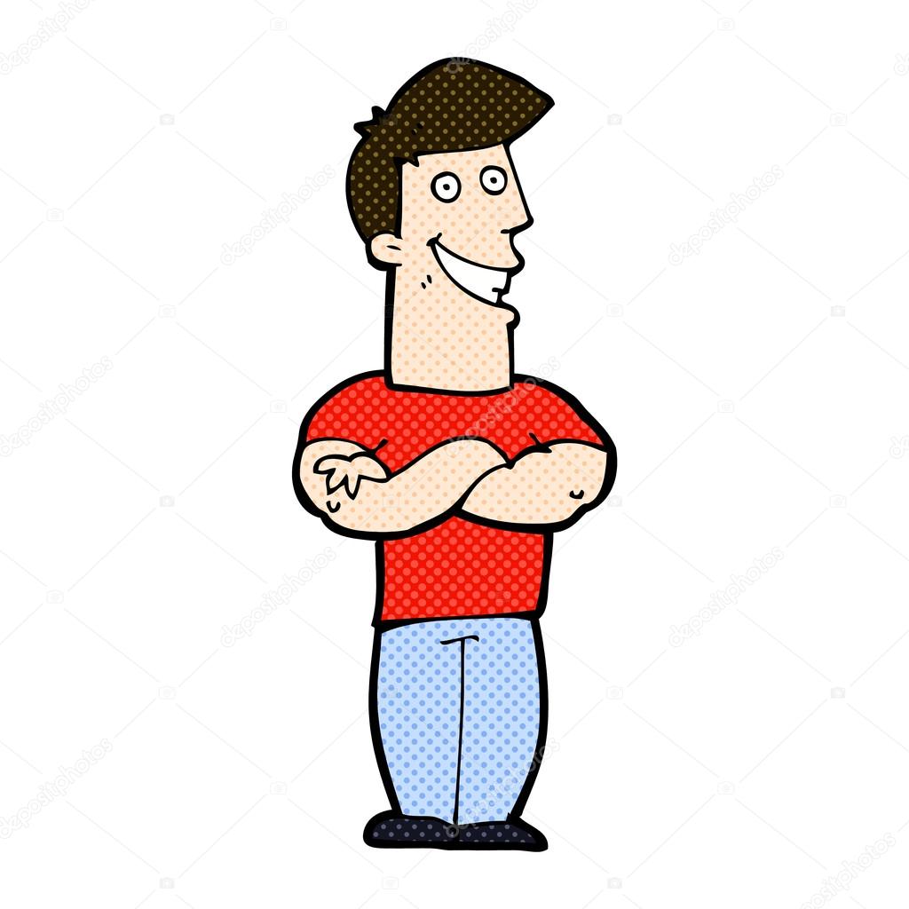 Comic cartoon grinning man Stock Vector by ©lineartestpilot 73587133