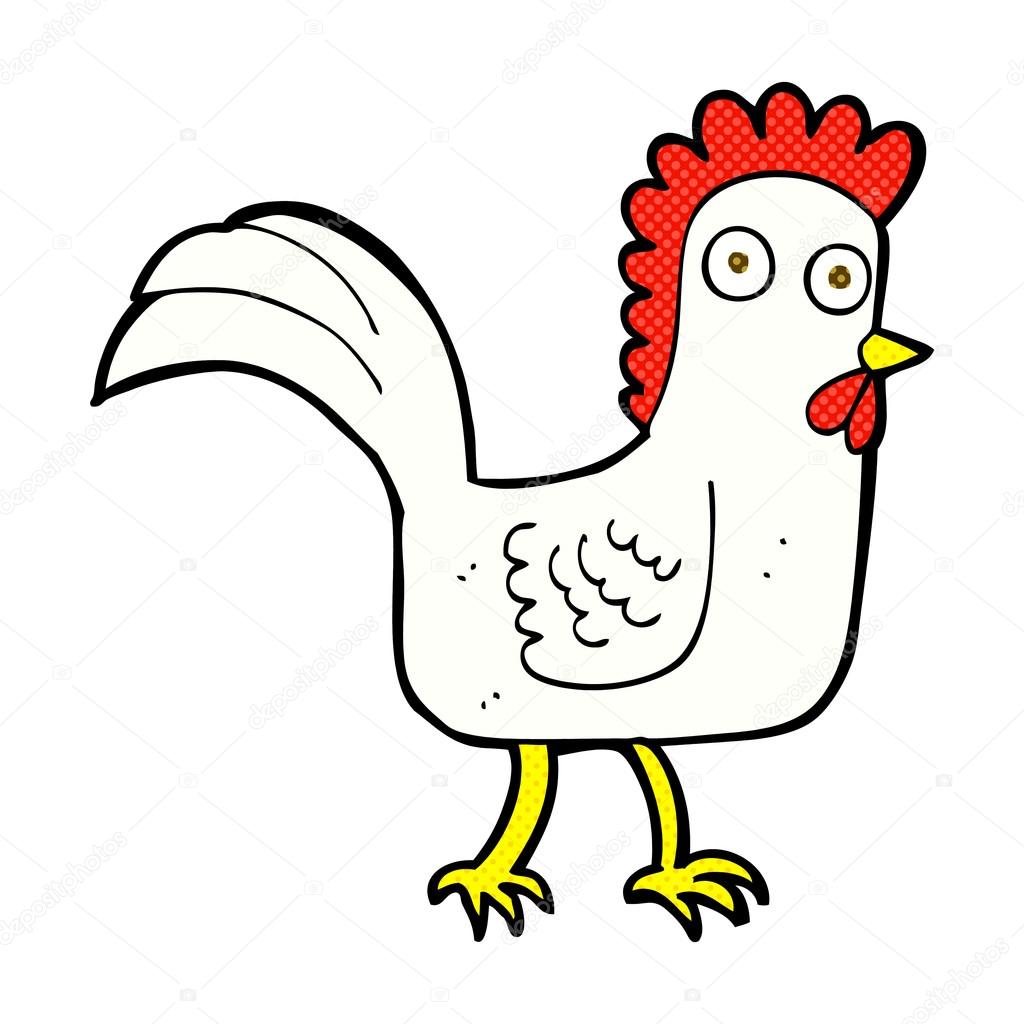 Comic Cartoon Chicken Stock Vector C Lineartestpilot