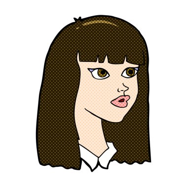 komik karikatür uzun saçlı güzel kız