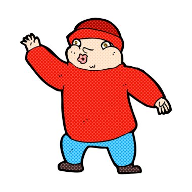 şapka sallayarak komik karikatür adam