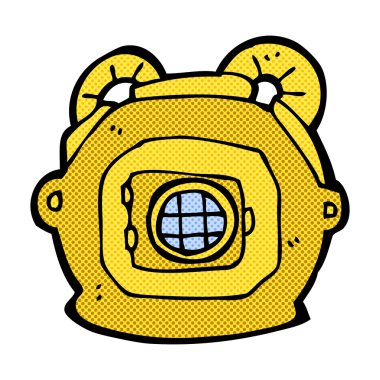 komik karikatür eski derin deniz dalgıç kask