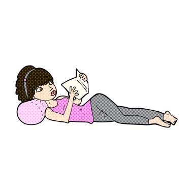komik karikatür güzel kadın kitap okumak