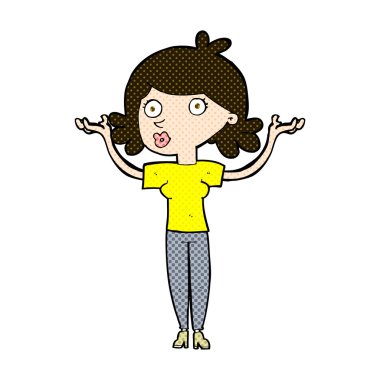 komik karikatür kadın kolları havada atma