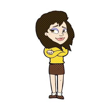 komik karikatür kadın çapraz kolları olan