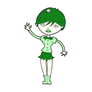 komik karikatür vampir kız sallayarak