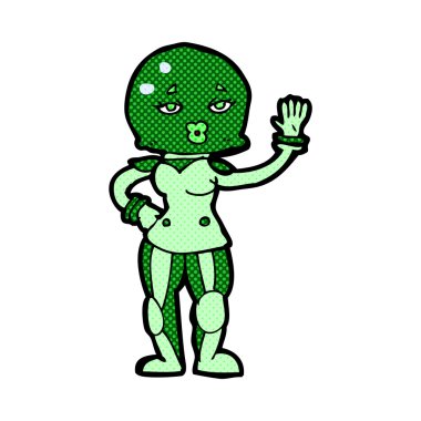 komik karikatür kadın astronot