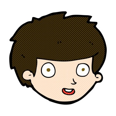 komik karikatür mutlu çocuğun yüzünü