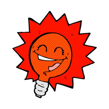 mutlu yanıp sönen kırmızı ışık ampul komik karikatür 