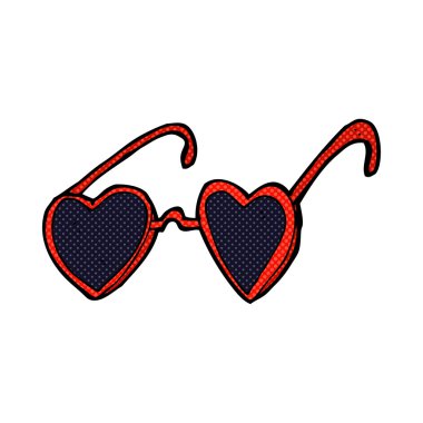 komik karikatür kalp güneş gözlüğü
